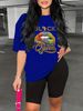 Summer Women's Casual Fashion BLACK Queen Print Loose T-shirt+shorts Two-piece Sportswear Suitable For Daily Wear-82_ecoleips.com