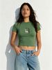 Women's Crop Top - Slim-Fit Short Sleeve T-Shirt With "Dr." Letter & Adorable Deer Print, Y2K Aesthetic Casual Tee For Daily & Streetwear_ecoleips.com