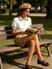 Chic Commuter Ribbed Knit Polo, Short Sleeve Contrast Trim Office Blouse_ecoleips.com