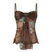 European And American Retro Color-block Printed V-neck Camisole For Women, 2025 Spring Collection, Slim-fit, Ruched,_ecoleips.com