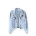 Women's Pearl Rhinestone Denim Jacket Light Blue Washed Distressed Loose Fit Y2K Style_ecoleips.com