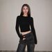ng2510292 Korean-style Slim-fit Long-sleeve T-shirt For Women, 2025 Autumn New Model, Waist-cinching Short Base Shirt, Slimming_ecoleips.com