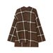 Vintage Versatile Plaid Scarf Knitted Sweater Jacket_ecoleips.com