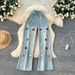 "Women's High Waisted Floral Embroidered Jeans – Light Blue Loose Fit Wide Leg Denim Pants For Petite & Curvy"_ecoleips.com