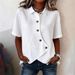 Voya Women's Collar Casual Solid Color Irregular Shirt Temperament Cardigan_ecoleips.com