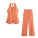 Women's Clothing Cotton And Linen Halter Neck Vest Suit Women's Summer Wear With Light Luxury High End Trousers Two Piece Suit_ecoleips.com