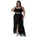 Women's Clothing Plus Size Women's Tassel Irregular Sleeveless Dress Set For Formal & Casual For Women Round Neck_ecoleips.com