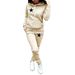 Women's Clothing Women's Fleece Lined Hooded Sweatshirt Set With Star Print Autumn Winter Top For Formal & Casual For Women_ecoleips.com