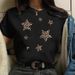 European And American Cross-border Foreign Trade Women's Clothing Geometric Pattern Star Print Round Neck Short-sleeve_ecoleips.com