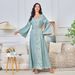 Women's Clothing Modest Evening Dress Elegant Plus-Size Abaya Dress – Embellished Maxi Gown With Flared Hem (Beige/Green/Blue, S-XXL)_ecoleips.com