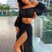 Beach Long Sleeve High Waist 2021 Set Strapless Dress Women's Fashion European And American Top Sexy Lazy Style_ecoleips.com