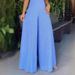 Women's Clothing New Women's Sleeveless Solid Color Casual Loose Striped Wide Leg Jumpsuit_ecoleips.com