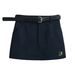 Women's Clothing Hot Girl Sexy High Waist Retro A Line Short Skirt With Belt Letter Embroidery Anti Exposure Hip Skirt_ecoleips.com