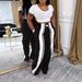 Women's Wide Leg Pants - High Waisted Casual Palazzo Trousers With Elastic Waist, Trendy Loose Fit Lounge Pants_ecoleips.com