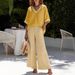Women's Clothing Women's Casual Striped Two Piece Set V Neck Comfortable Loose Fashion For Formal & Casual For Women_ecoleips.com