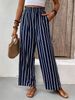 Women's High Waist Striped Wide Leg Pants Loose Casual Style Summer 2023 Straight Leg Loose Fit Bottoms_ecoleips.com