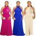 Elegant Plus Size Evening Gown – Halter Neck Floor-Length Dress With Sequin Embellishments For African & European Fashion_ecoleips.com