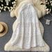 Women's Clothing Holiday Outfit For Women Heavy Hollow Crochet Knitted Drawstring Waist Versatile Swing Skirt_ecoleips.com