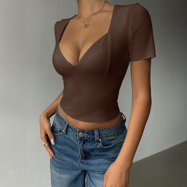 DiYun European And American Y2K Hot Girl Style V-Neck Solid Color Tank Top Women's Clothing 2025_ecoleips.com