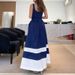 Women's Clothing Fashion Temperament Suspender Square Neck Splicing Medium And Long Dress_ecoleips.com