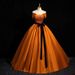 Women's Clothing Sunset Orange Satin Opera Gown With Sweetheart Neckline & Structured A-Line Skirt – Breathable Polyester Recital Dress_ecoleips.com