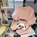 Women's White Round Neck Short Sleeve T-Shirt Cartoon Panda Design Summer 2024 Loose Fit Mid-Length Top For Wholesale_ecoleips.com