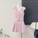Women's Clothing Single Breasted Slit Suit Vest Camisole Vest Women's Summer High Waist Pleated Skirt Two Piece Suit_ecoleips.com