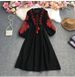 Women's Clothing V Neck Trumpet Sleeve Tie Waist Large Swing Ruffle Dress Female Drape_ecoleips.com