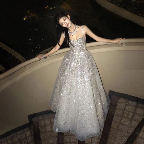 Women's Clothing Evening Dress For Women Autumn New Host Temperament Art Examination Suspender Dress_ecoleips.com