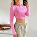 Voya Women's Clothing European And American Women's Clothing 2026 Spring-summer New Slim-fit Short Sports Hoodie Long-sleeve_ecoleips.com