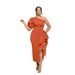 Women's Clothing one-shoulder slit dress with elegant puff sleeves, fashionable and slim-fitting_ecoleips.com