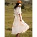 Beige Tassel Vacation Style Xinjiang Travel Outfit Bohemian Long Dress For Women Summer_ecoleips.com