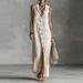 Elegant Commute Sleeveless Shirt Dress 2026 Women Fashion Hooded Solid Color Party Dress Casual Single Breasted Split Long Dress_ecoleips.com