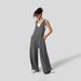 Voya Women's New Casual And Lazy Deep V-design Slimming Pants With Large Legs And Jumpsuit_ecoleips.com