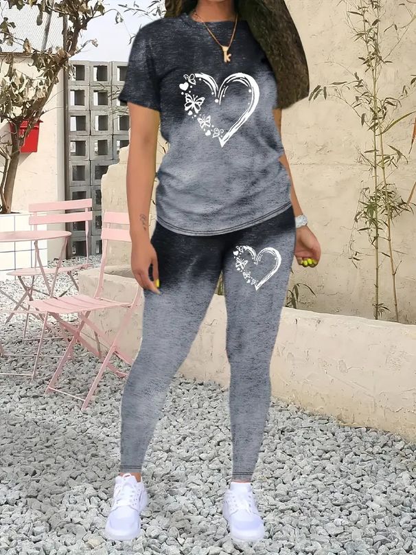 Women's Clothing Summer New Fashion Color Gradient Short Grapefruit T Suit_ecoleips.com