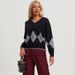 Aria Basics Aria Basics European And American Cross-Border Early Autumn Long Sleeve Sweater Design Loose Diamond V-Neck Knitted Top Winter_ecoleips.com