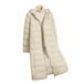 Women's Lightweight Long Hooded Down Jacket With Wavy Design, Slim Fit Winter Coat For Casual Wear (Beige, Pink, Gray, Brown, Black)_ecoleips.com
