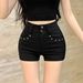 Women's Early Autumn Stylish Sexy White Shorts Unique Straight Leg Casual A-Line Hot Pants_ecoleips.com