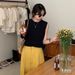 ZOEVA Ice Silk Apricot Color Cross Knit Sweater Women's Summer Camisole Women's Design Sense Open-back Foreign Style Slimming Sleeveless Top_ecoleips.com
