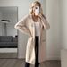 Women's Knitted Cardigan Windbreaker Jacket Autumn Winter Mid-Length European American Style 5030_ecoleips.com