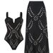 Women's One Piece Swimsuit European American Style Deep V Neck Push Up Backless Cover Skirt High End Beach Set Two Piece_ecoleips.com