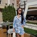 Women's Elegant Puff Sleeve Blouse & Floral Print Shorts Set – 2025 Summer Trendy Outfit (Pink/Blue, S/M/L/XL/XXL)_ecoleips.com