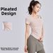 Juyitang Women's Slim Fit One Piece Yoga Suit Sports Fitness Top With Chest Pad Short Sleeve Summer Wrinkle-Resistant Cup_ecoleips.com