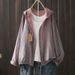 New Spring And Autumn Hooded Printed Drawstring Artistic Casual Loose Top For Women, Cotton Gauze Shirt, Thin Jacket_ecoleips.com