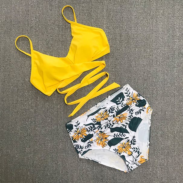 Women's High Waist Bikini Set - Sexy Leopard Print Two Piece Swimsuit With Cross Back Design, Comfortable Polyester Fabric For Beach & Pool_ecoleips.com