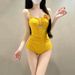 Women's Slim Fit Solid Color Swimsuit Sexy Alluring Style One Piece Two Piece Perfect for Beach Vacations And Hot Springs_ecoleips.com