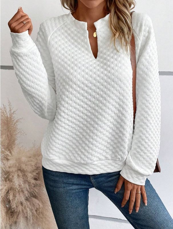 Autumn Women's Solid Color Deep V-Neck Collar Long-Sleeve Casual Hoodie_ecoleips.com