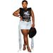 Women's Sexy Washed Denim Skirt Distressed Tassel Detail Cross Border European American Style Fashion Hot Girl Skirt_ecoleips.com
