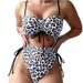 Sexy Leopard Print One Piece Swimsuit High Waisted Tight Drawstring Split Bikini Swimwear For Women Summer Beach_ecoleips.com