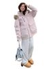 girl Pink Korean Style Loose Slimming Workwear Cotton Jacket For Women 2025 Winter New Design Couple Thickened Parka_ecoleips.com
